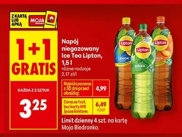 Napój niegazowany Ice Tea Lipton promocja w Biedronka