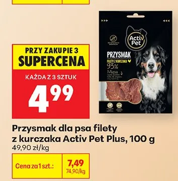 Przysmak dla psa filety z kurczaka Activ Pet Plus promocja w Biedronka