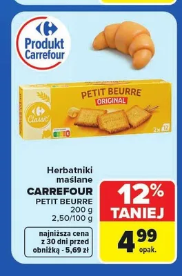 Herbatniki maślane Petit Beurre Carrefour Classic promocja w Carrefour Market