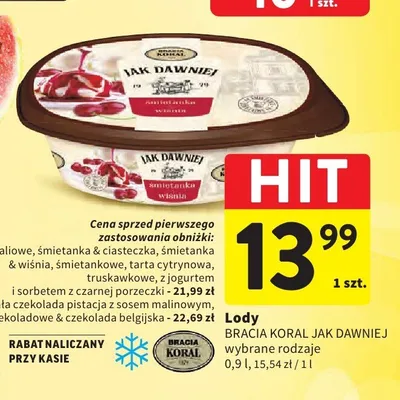 Lody truskawkowe Bracia Koral Jak Dawniej promocja w Intermarche