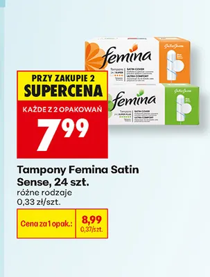 Tampony Femina Satin Sense promocja w Biedronka