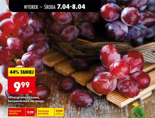 Winogrona różowe bezpestkowe promocja w Biedronka