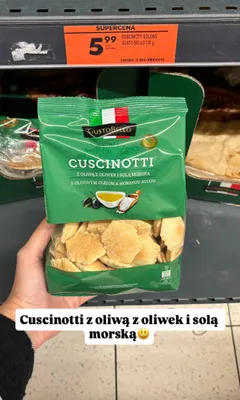 Przekąska Cuscinotti GustoBello z oliwą z oliwek i solą morską promocja w Biedronka