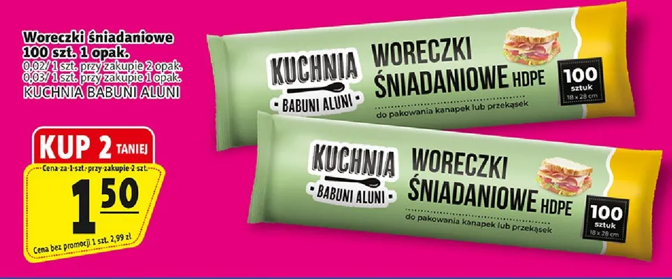 Woreczki śniadaniowe Kuchnia Babuni Aluni promocja w Prim Market