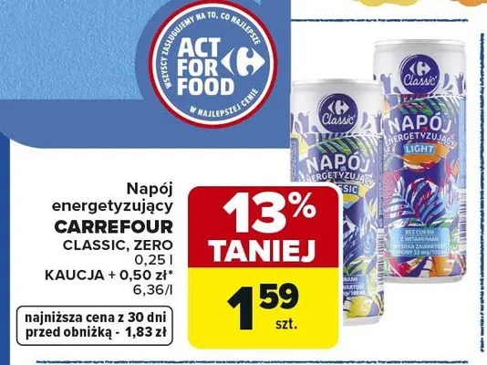 Napój energetyzujący CARREFOUR CLASSIC promocja w Carrefour Market