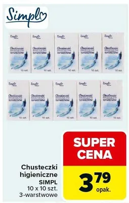 Chusteczki higieniczne 3-warstwowe promocja w Carrefour