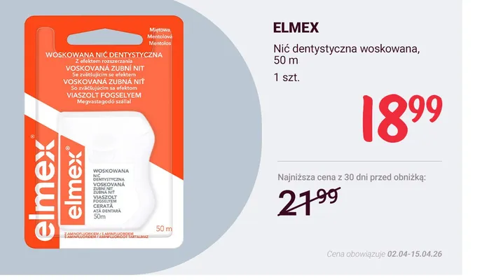 Nić dentystyczna woskowana promocja w Rossmann