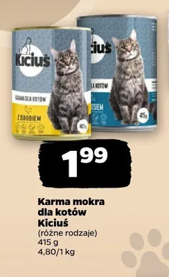Karma mokra dla kotów Kiciuś z drobiem promocja w Netto
