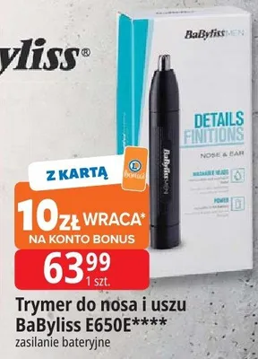 Trymer do nosa i uszu BaByliss E650E zasilanie bateryjne promocja w Leclerc