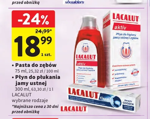 Płyn do płukania jamy ustnej Lacalut Aktiv promocja w Intermarche