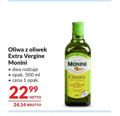 Oliwa z oliwek Extra Vergine Monini promocja w Makro