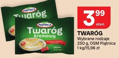 Twaróg kremowy Piątnica wybrane rodzaje promocja w Chorten