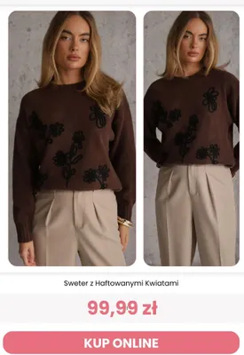 Sweter z haftowanymi kwiatami Renee promocja w Renee