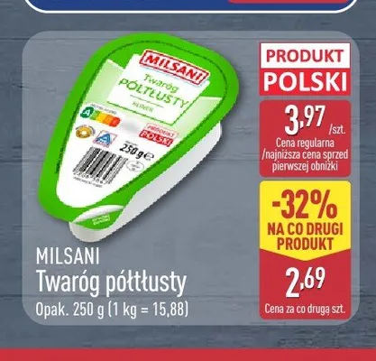 Twaróg półtłusty Milsani promocja w Aldi