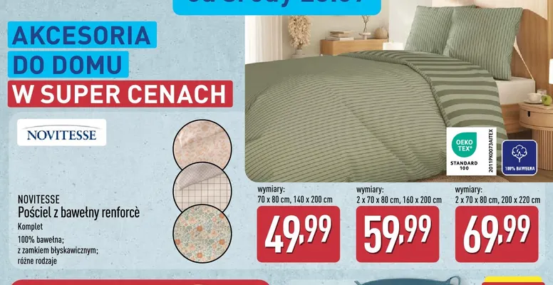 Pościel z bawełny renforcé 160x200 cm Novitesse promocja w Aldi