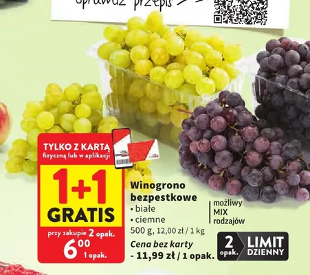 Winogrona bezpestkowe białe promocja w Intermarche