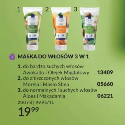 Maska do włosów 3 w 1 Avon Care Haircare Morela i Masło Shea promocja w AVON