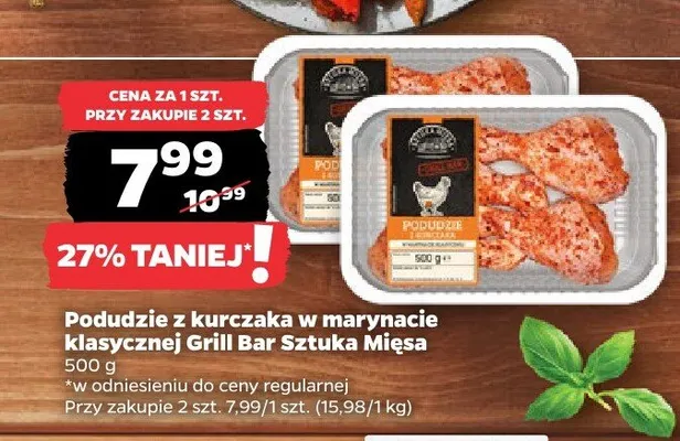 Podudzie z kurczaka w marynacie klasycznej Grill Bar Sztuka Mięsa promocja w Netto