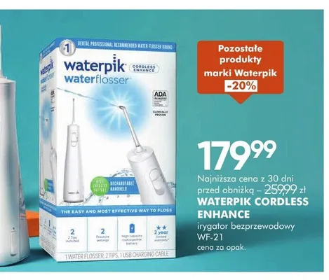 Irygator bezprzewodowy Waterpik Cordless Enhance WF-21 promocja w Super-Pharm