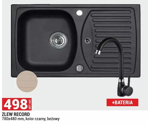 Zlew Record 780x480mm kolor czarny promocja w Merkury Market