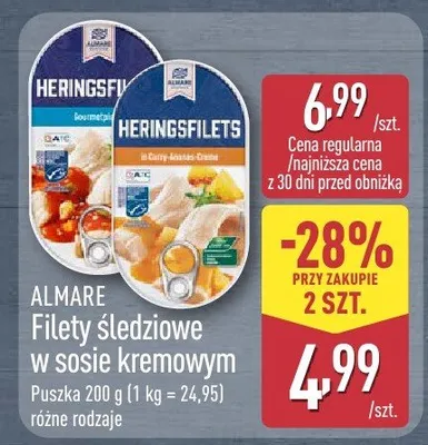Filety śledziowe w sosie kremowym promocja w Aldi