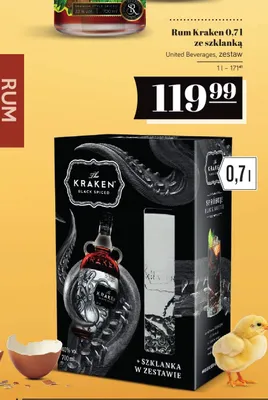 Rum Kraken ze szklanką promocja w POLOmarket