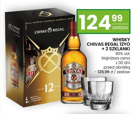Whisky Chivas Regal 12YO + 2 szklanki 40% vol. promocja w Twój Market