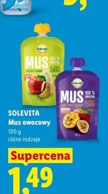 Mus owocowy Solevita jabłko banan promocja w Lidl