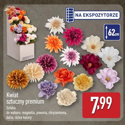 Kwiat sztuczny premium dalia promocja w Aldi