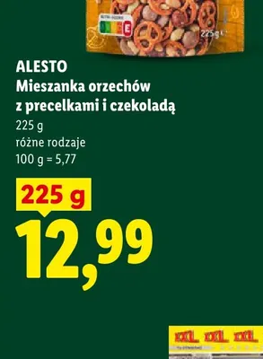 Mieszanka orzechów z precelkami i czekoladą Alesto promocja w Lidl