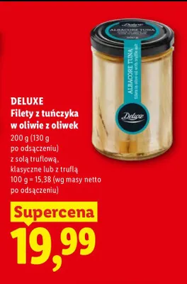 Filety z tuńczyka w oliwie z oliwek klasyczne Deluxe promocja w Lidl