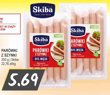 Parówki z szynki Skiba promocja w Słoneczko