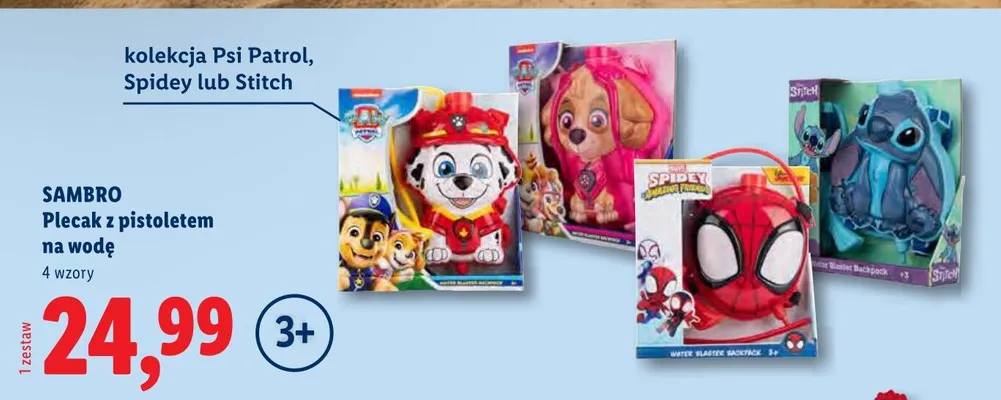Plecak z pistoletem na wodę Sambro kolekcja Spidey promocja w Lidl