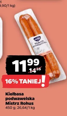 Kiełbasa podwawelska Mistrz Rohus promocja w Netto