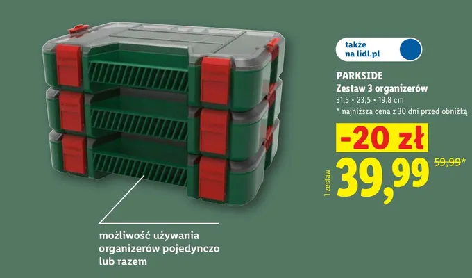 Zestaw 3 organizerów Parkside promocja w Lidl