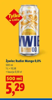 Piwo bezalkoholowe Żywiec Radler Mango promocja w Lidl