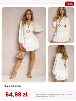 Sukienka damska Renee biała promocja w Renee