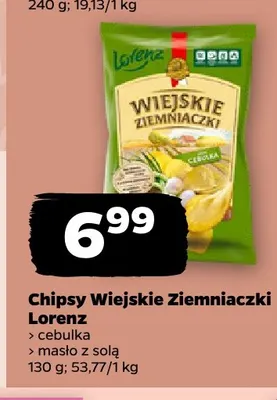 Chipsy Wiejskie Ziemniaczki cebulka Lorenz promocja w Netto