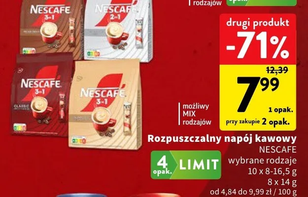 Rozpuszczalny napój kawowy Nescafe promocja w Intermarche