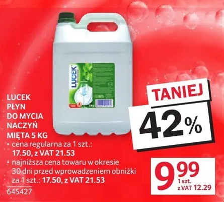Płyn do mycia naczyń Lucek 5 kg promocja w Selgros