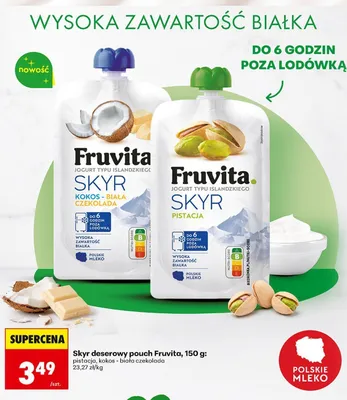 Jogurt typu islandzkiego Skyr Fruvita pistacja promocja w Biedronka