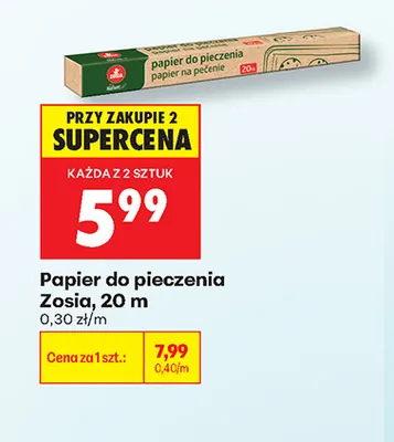Papier do pieczenia Zosia 20 m promocja w Biedronka