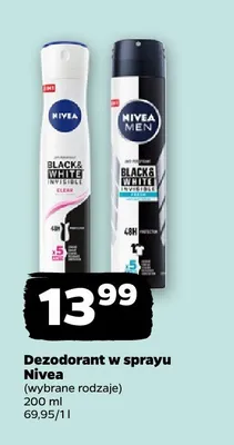 Dezodorant w sprayu Nivea Black & White Invisible Clear promocja w Netto