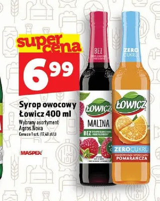 Syrop owocowy Łowicz Pomarańcza Zero Cukru promocja w TOPAZ
