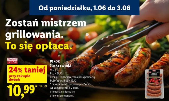 Kiełbasa śląska z szynki Pikok promocja w Lidl