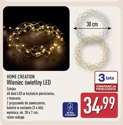 Wieniec świetlny LED Home Creation promocja w Aldi