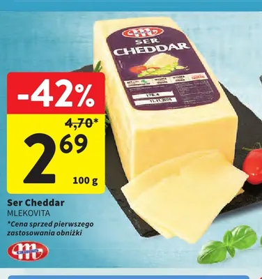 Ser cheddar Mlekovita promocja w Intermarche