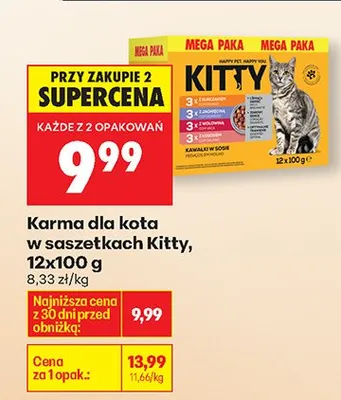 Karma dla kota w saszetkach indyk i królik w sosie Kitty promocja w Biedronka