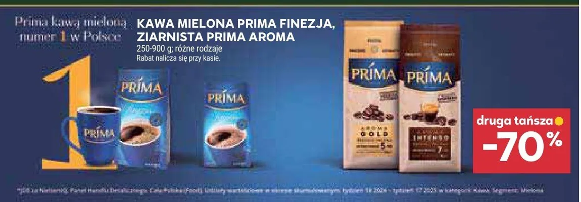 Kawa mielona Prima Finezja, ziarnista Prima Aroma promocja w Stokrotka