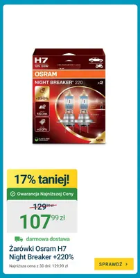 Żarówki Osram H7 Night Breaker +220% promocja w ERLI
